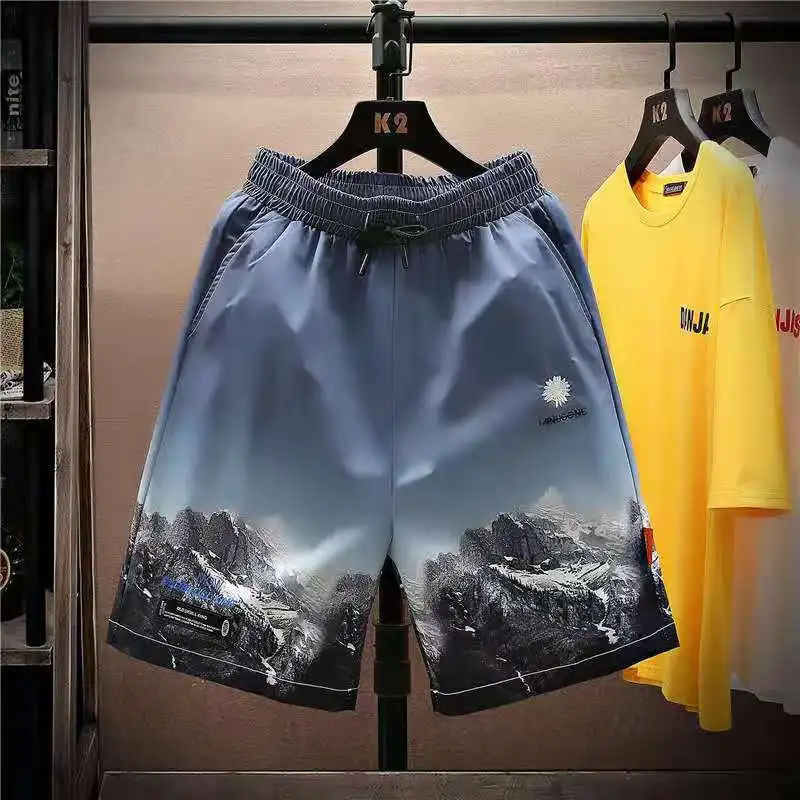 

The new men's ice silk shorts of 2021 wear summer thin style popular logo sportswear quick-dry beach pants in 5 plus size loose
