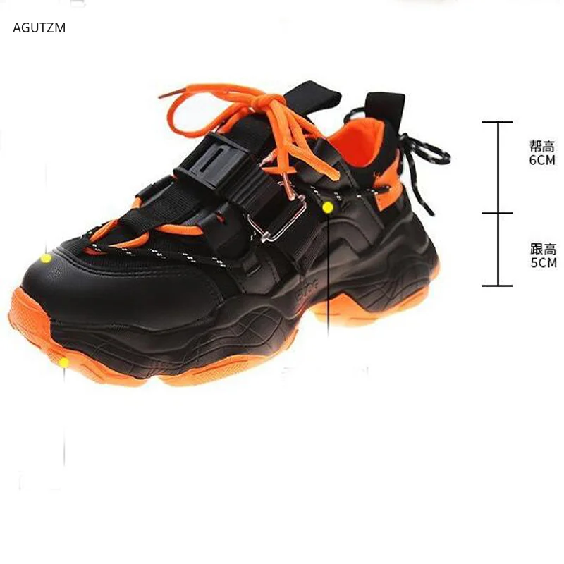 

2021 Women Platform Sneakers Lace-up spring Wedge Dad Shoes High Top Chunky Casual Shoes 5CM Thick Bottom Flats Ladies Creeper