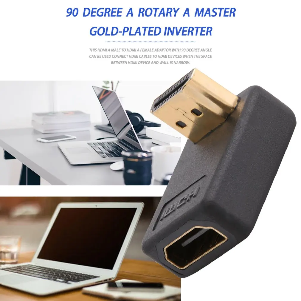 90 градусов HDMI A папа-мама адаптер с прямым углом расширения конвертер Поддержка