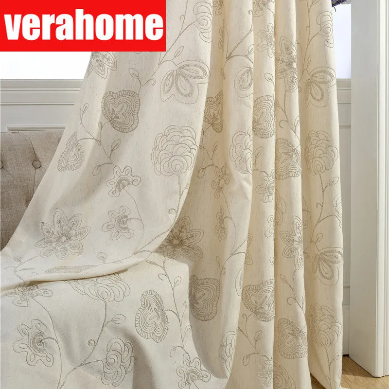 Европейская роскошная занавеска s льняная для гостиной спальни с вышивкой