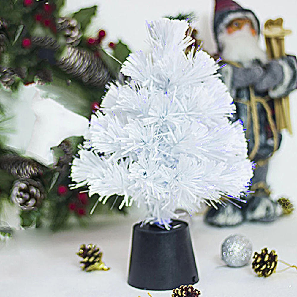 USB зарядка оптическое волокно Мини Рождественская елка сизаль шелк украшение