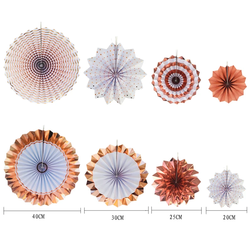 8 шт. розовое золото бумажная веера для вечеринок милый фон в виде изображения