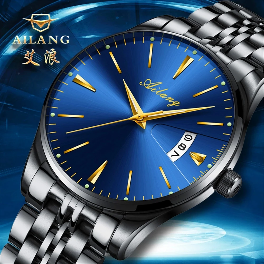 2021 AILANG New Fashion Design Men's Mechanical Automatic Watches Leather Strap Clocks Male Watches Date Relogio Masculino 8618