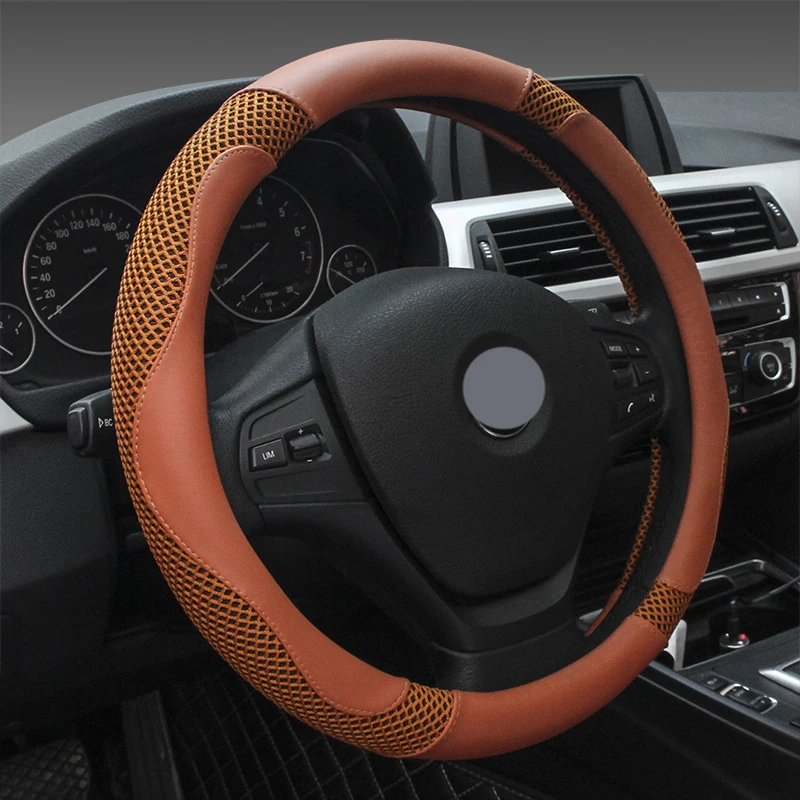 

Car Steering Wheel Cover Four Seasons New Car Anti-skid Car Grip Cover Leather Steering Wheel Cover