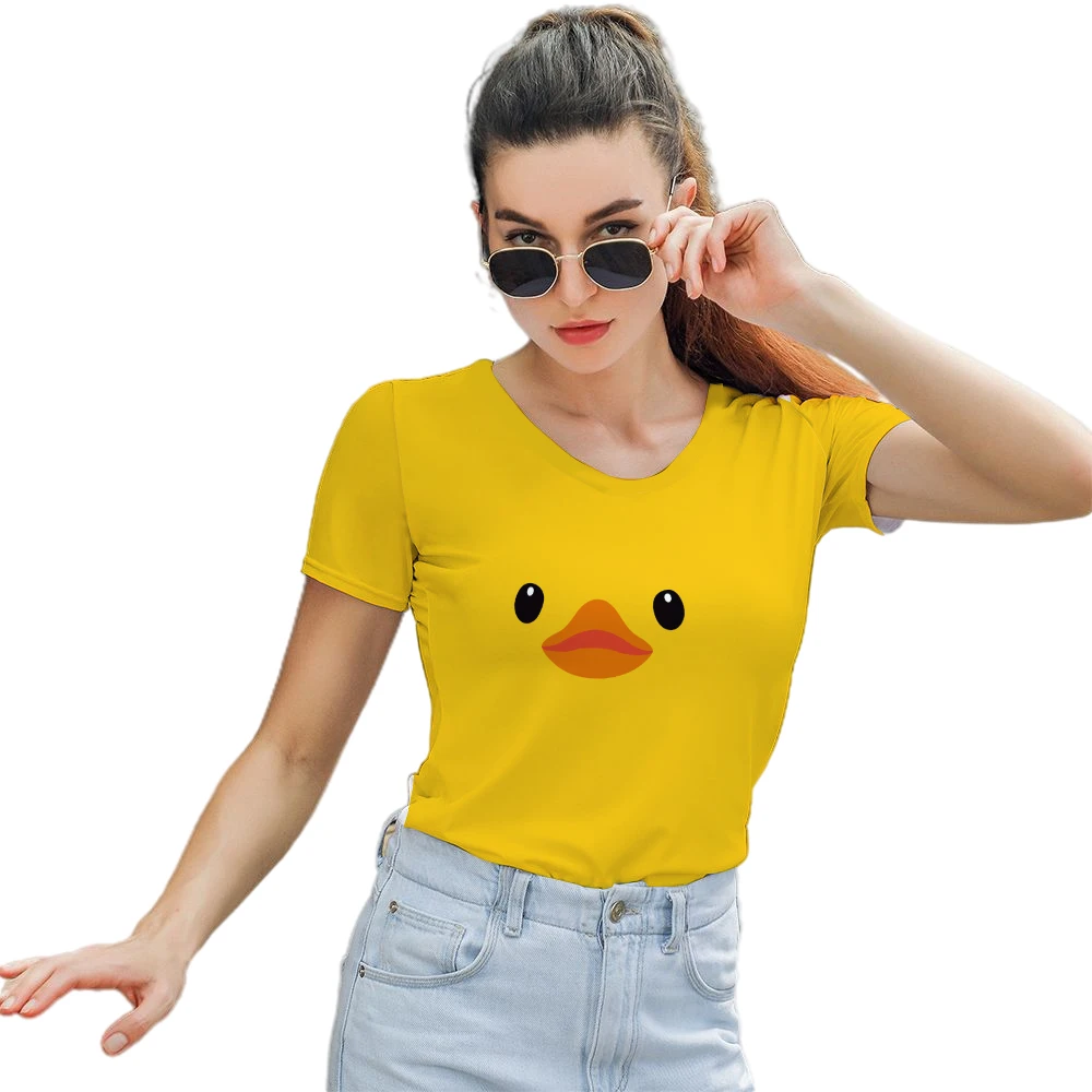 

Summer Cartoon T-Shirt Printing Short-Sleeved Top T-Shirt Summer Women'S Fashion T-Shirt Personality Trend All-Match V-Neck Top