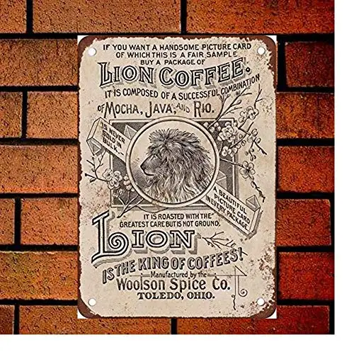 

Декоративные стены для кофе в виде льва с металлическим знаком, 12x16 дюймов