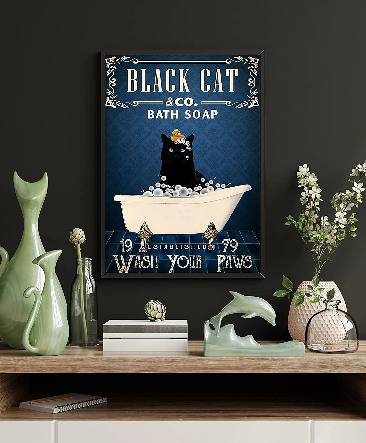 

Забавная компания по производству ванны и мыла в виде кошки, металлический жестяной знак для мытья лап, украшение для ванной комнаты в виде ...