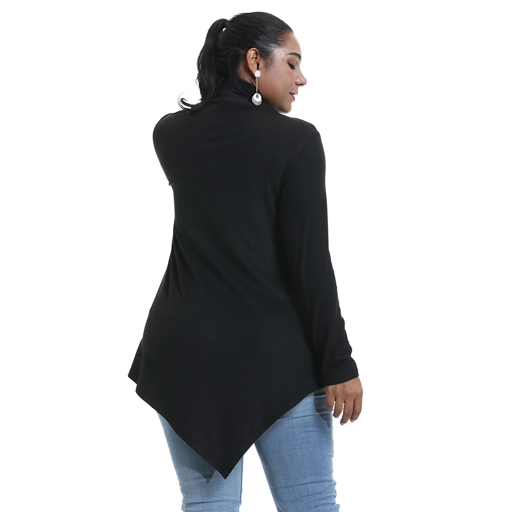 6XL черная блузка размера плюс зимняя водолазка рубашки с длинным рукавом женские