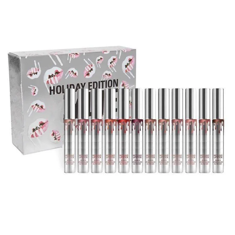 

12 Days of Christmas Lipstick Vault Holiday Lipstick 12pcs set Matte Liquid Matte Lipstick Lips Makeup Set