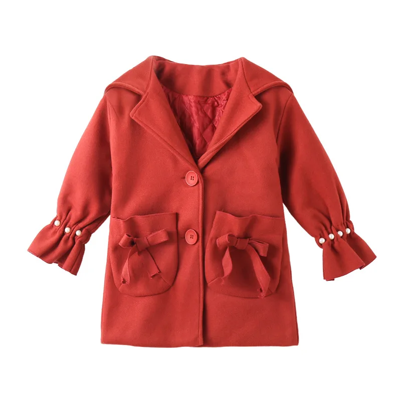 

Woolen Jacket for Girl Vintage Solid Girl Jacket Childrens Fashion Long Woolen Coat Kids Girl Winter Warm Coat Children Clothing