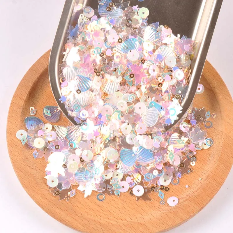 10 г (около 1000 шт.) Смешанные блестки в виде ракушек пайетки для шитья сделай сам