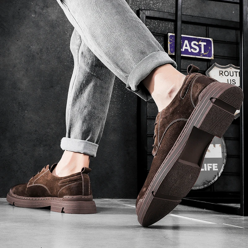 High Quality Mens Shoes Suede Handmade Brand Outdoor Platform Jeans Boots Spring Autumn For Men Travel Non-Slip Shoe | Обувь