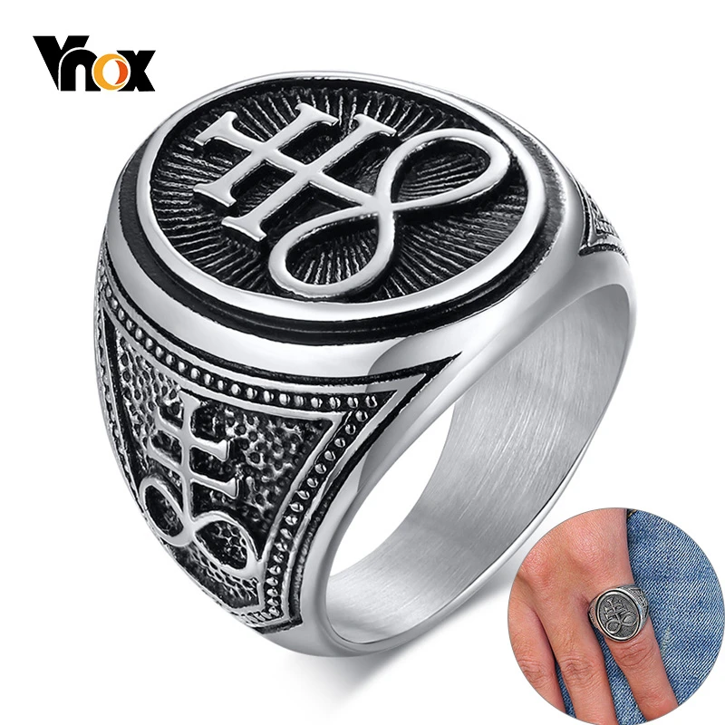 Мужское кольцо с печатью Vnox Sigil of Lucifer Devil из нержавеющей стали | Украшения и