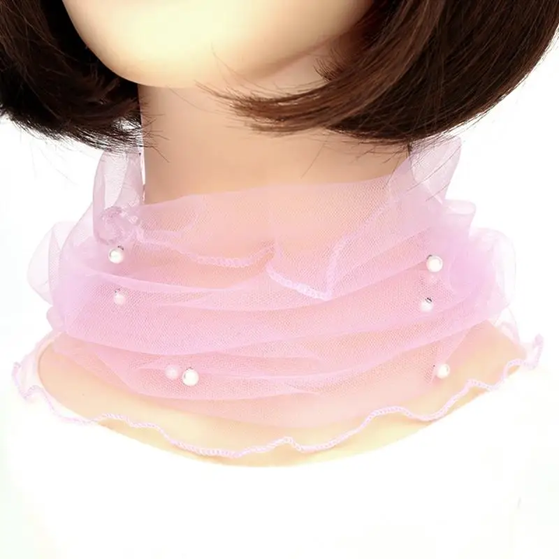 

1pc Fashion Gauze Loop Scarf Chic Lightweight Fake Pearl Circle Scarf Summer Scarf For Women Clothing Accessories
