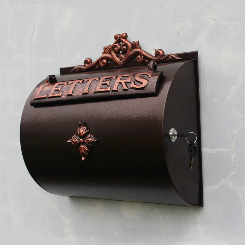 Horizontal Cylinder Aluminium Wall Letter Box Home Garden Decor Antique Copper Mailbox Outdoor Magazine Newspaper Storage Box