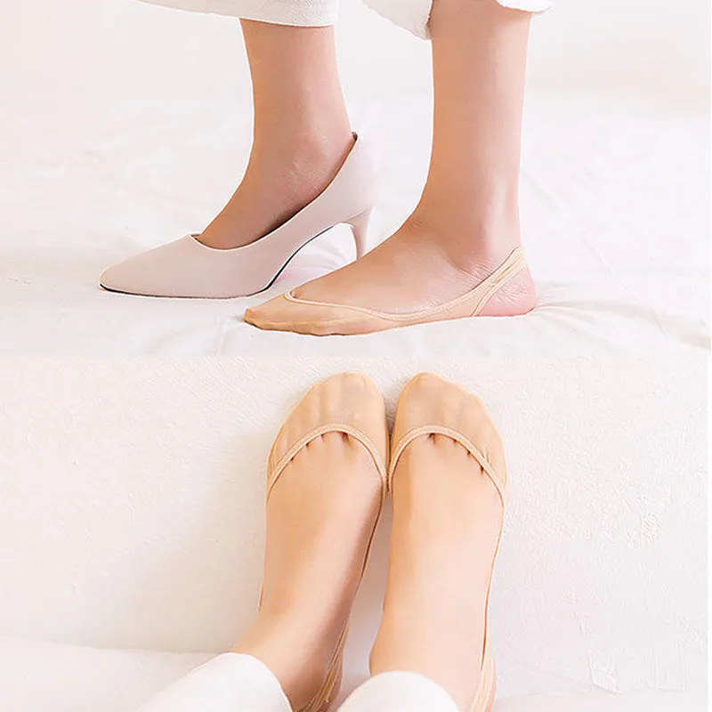 

Socks Women's 1/3/5 Pairs Invisible Boat Socks Women Summer Silicone Non-Slip Socks for High Heels Shoes Ice Silk Thin Half-Palm