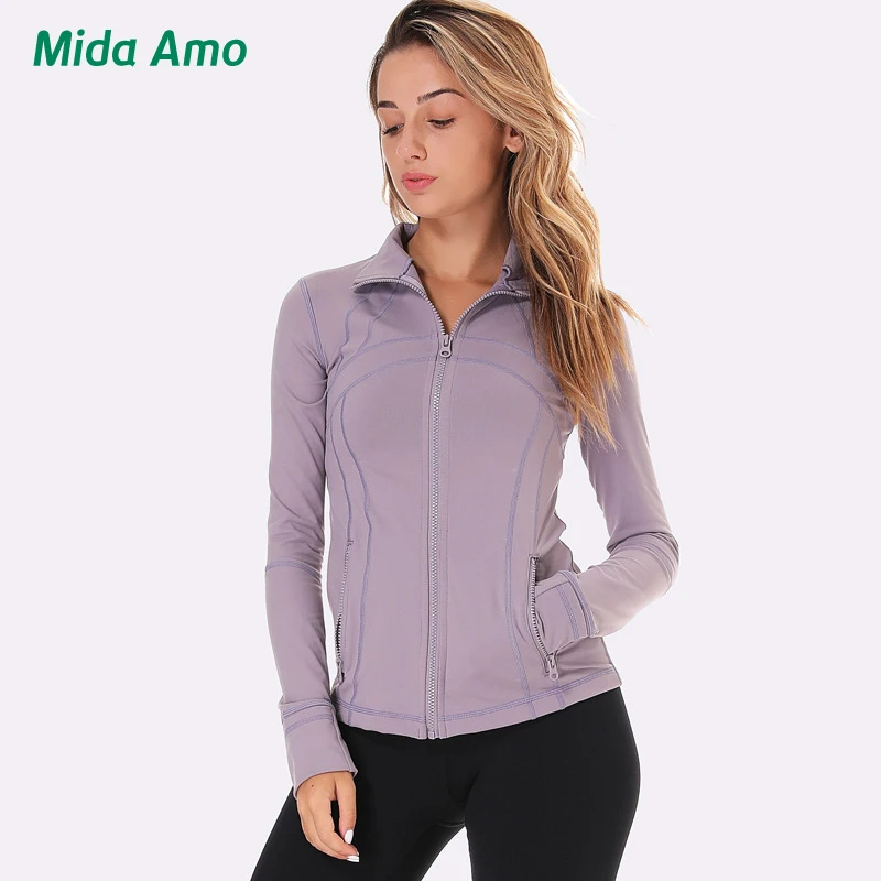 KFDD Йога Топы для женщин на молнии с длинным рукавом бегущий Топ женский