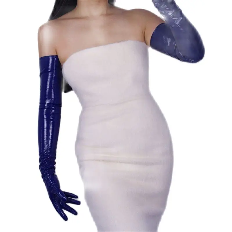 70 см удлиненные Лакированная кожа перчатки из ткани имитирующий Кожа PU Женские - Фото №1