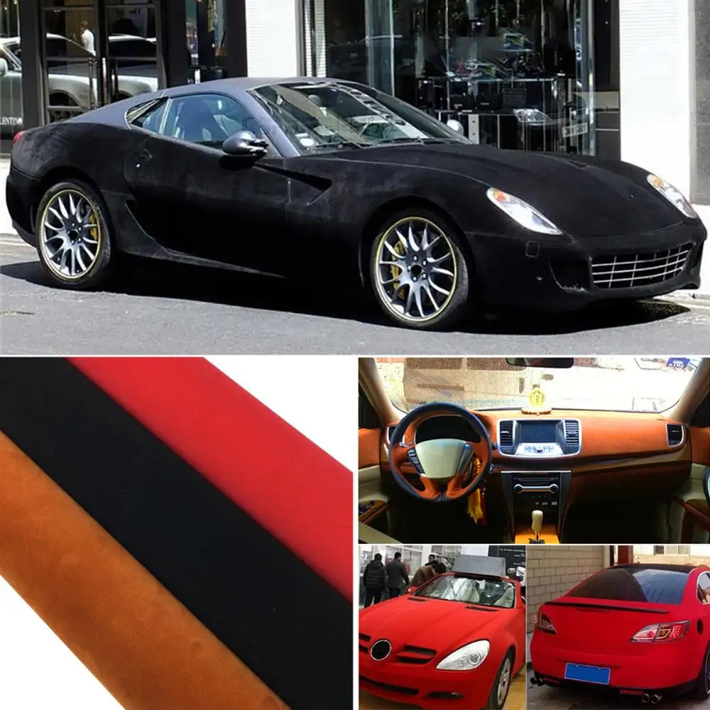 

30*152CM Premium Quality Velvet Suede Fabric Car Wrap Sticker Self Adhesive Film For Auto Interior Exterior Car Styling