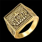 Мужские кольца Mifeiya, золотистые кольца с трехмерной короной и сетчатой текстурой, свадебные украшения для вечеринки, аксессуары для рук, размер 6-13,