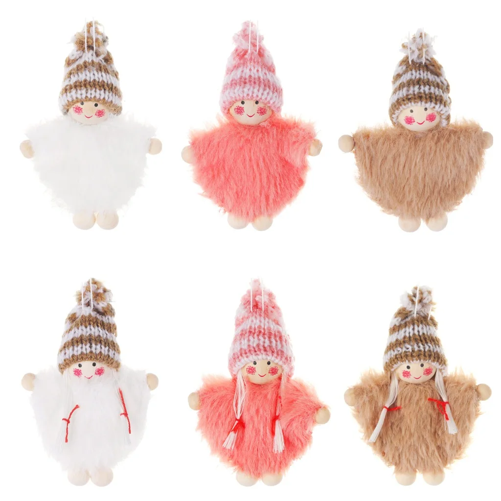 

Christmas Home Decor Ornament Christmas Decorations Creative Wooden Woolen Cap Cape Suit Figurine Doll Christmas Tree Pendant
