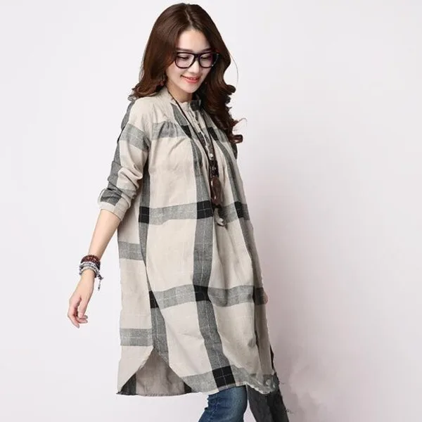 #2838 весна осень хлопок лен длинные рубашки для женщин с длинным рукавом