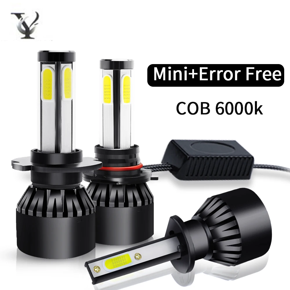 Комплект из 2 предметов, мини H7 H11 светодиодный 12V светодиодные лампы для Авто Canbus H4 H1 H3 D2S H8 9005 HB4 9006 880 H16 9012 H13(Подол короче спереди и длиннее сзади) Луч COB 6000K Автомобильные светодиодные лампы Voiture
