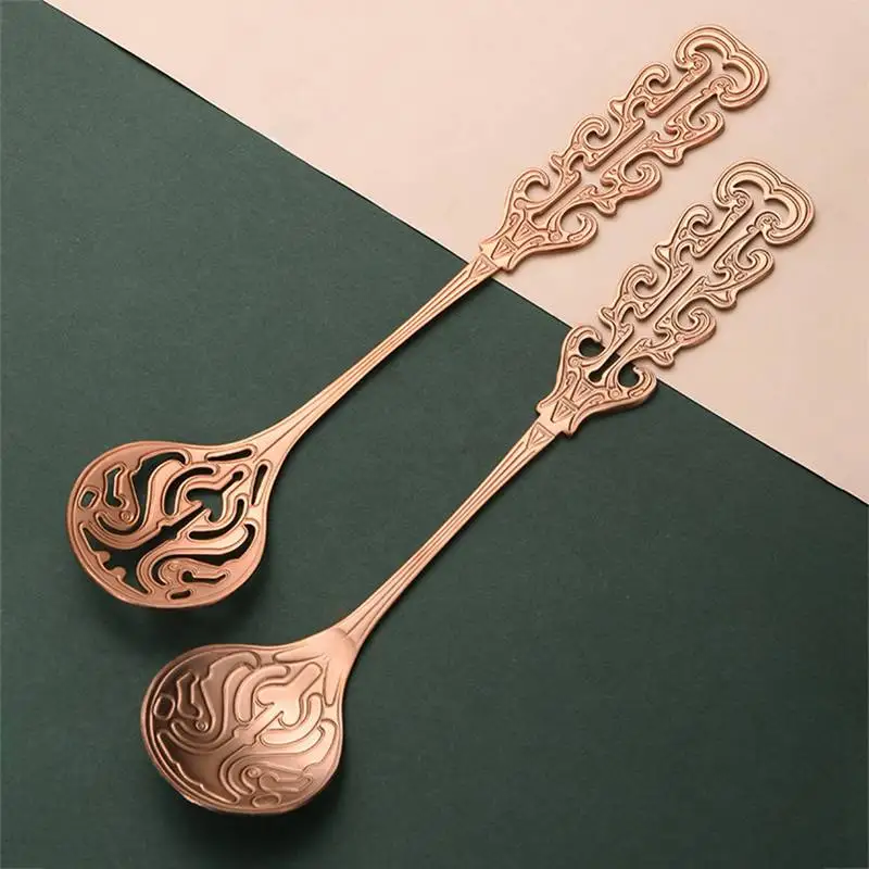 Роскошная резная десертная ложка для чая кофейная из нержавеющей стали в