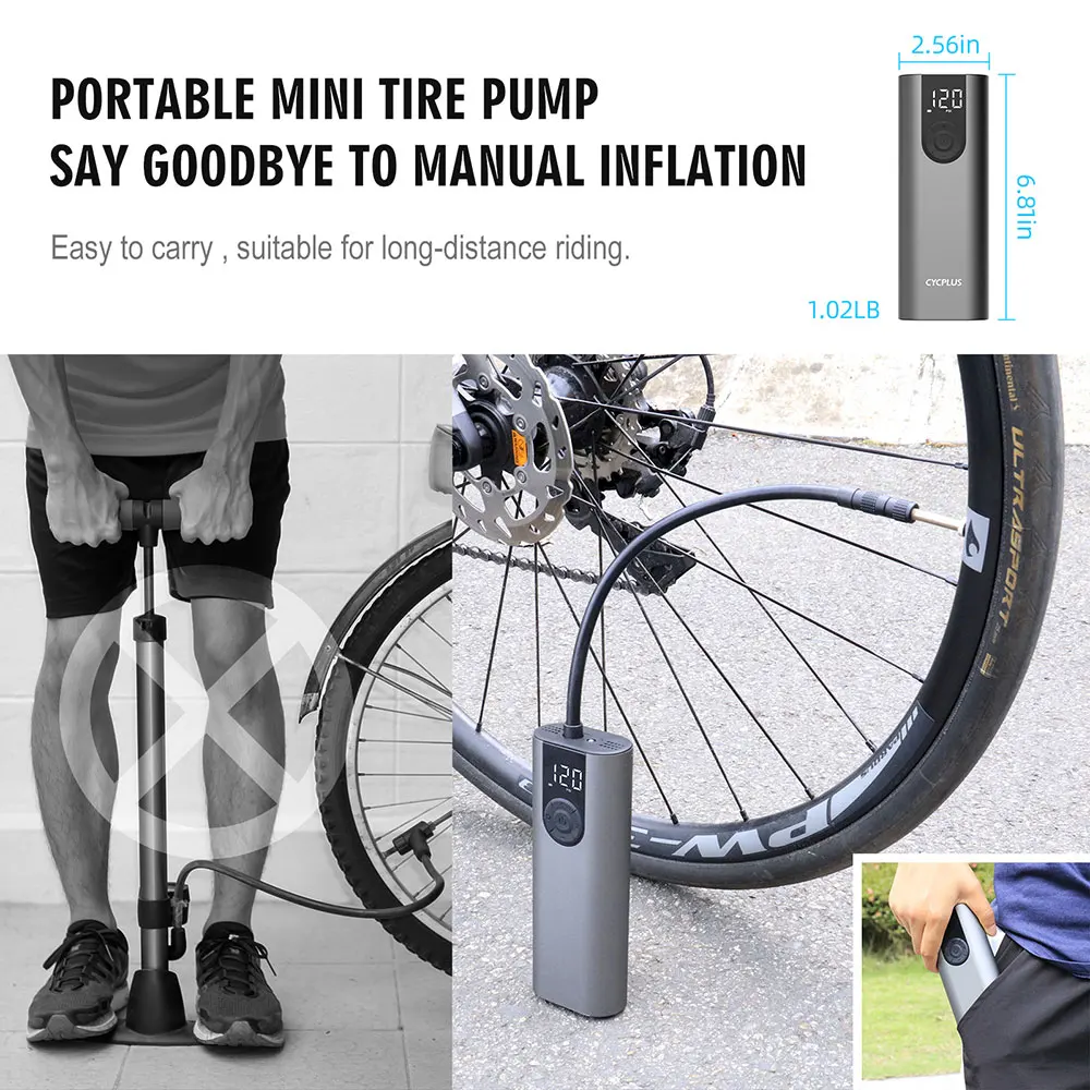 CYCPLUS A8 Portable Bicycle Tire Pump Smart Air Inflator Electric Mini Compressor 2600mAh Rechargeable Battery for Car Balls | Спорт и