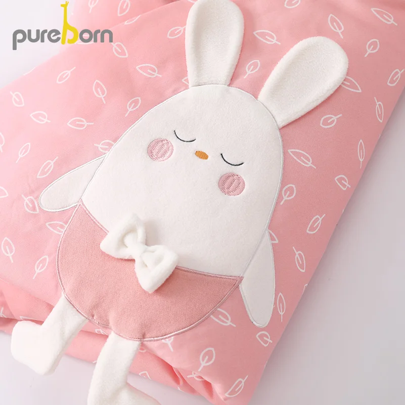 Стеганое одеяло Pureborn для младенцев фотография мультяшный кролик маленьких