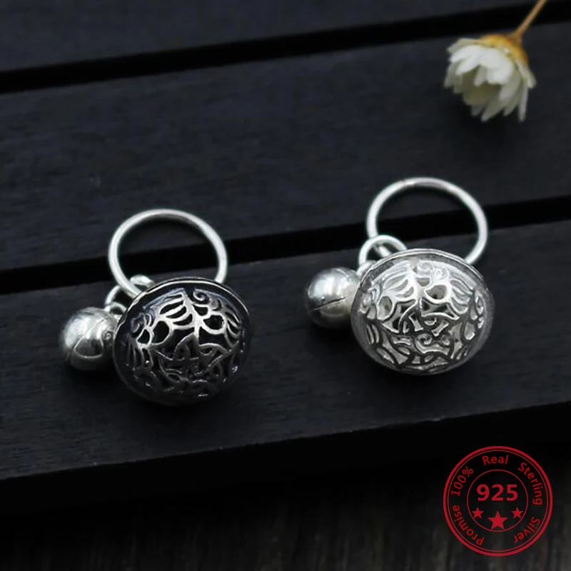 

Ancient Style 925 Sterling Silver Color Antique Carved Bells Fit Bracelet Pendant For Jewelry Making DIY Accessories Decoration
