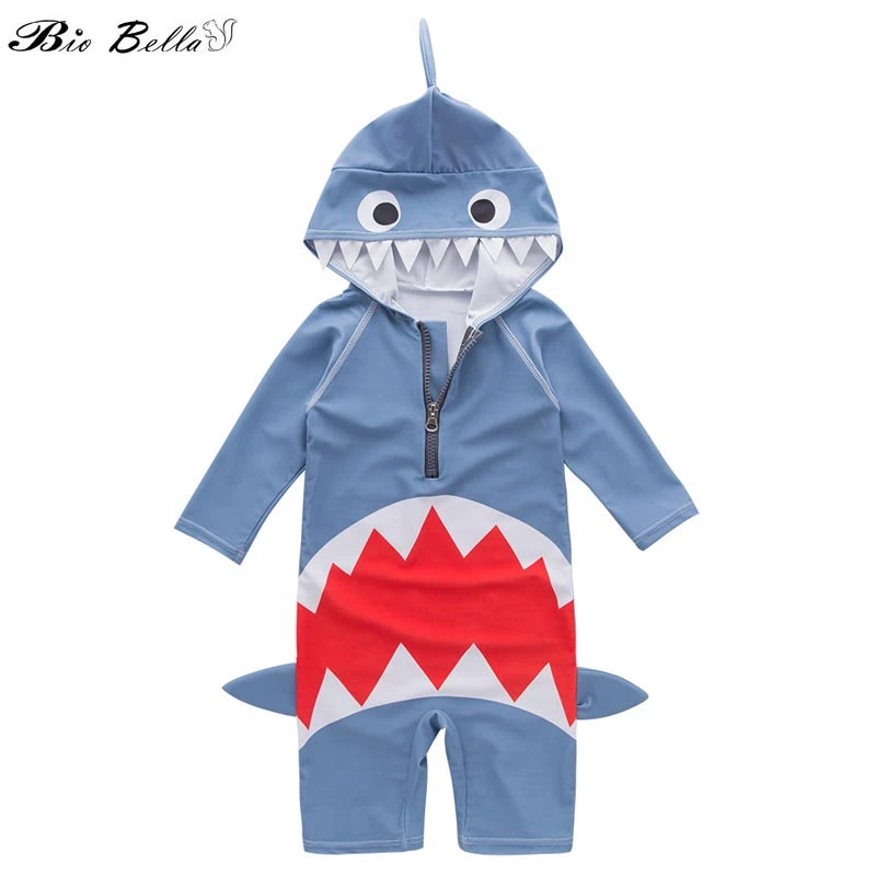 Одежда для купания маленьких мальчиков купальный костюм с рисунком акулы