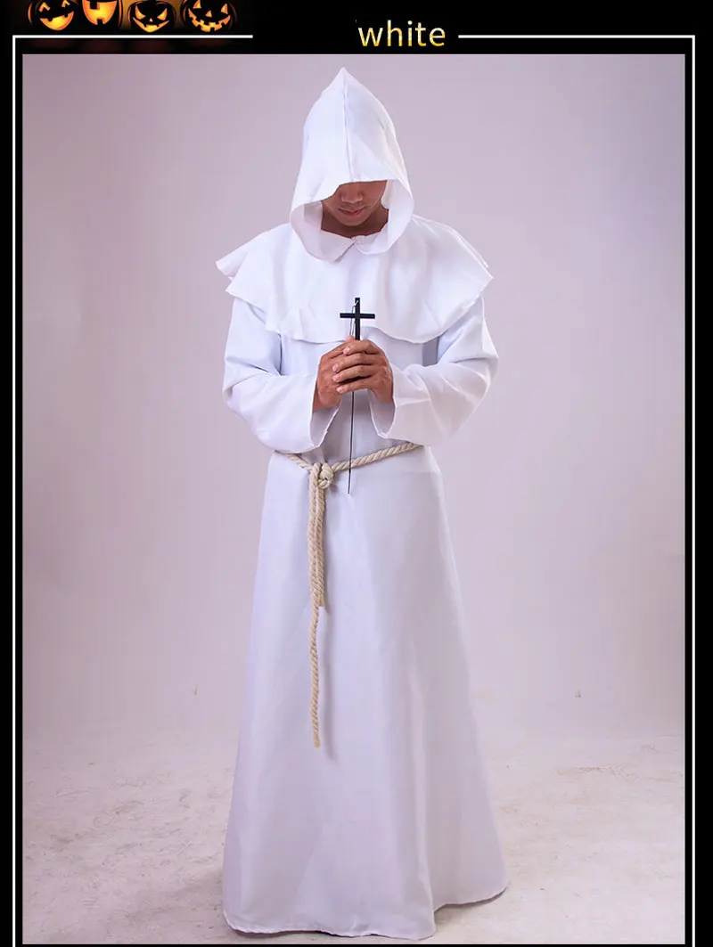 White Ataullah/плащ для мужчин и женщин на Хеллоуин, костюм ведьмы, карнавальный костюм, вечерние карнавальные костюмы вампира-призрака DW002 - Цвет: White