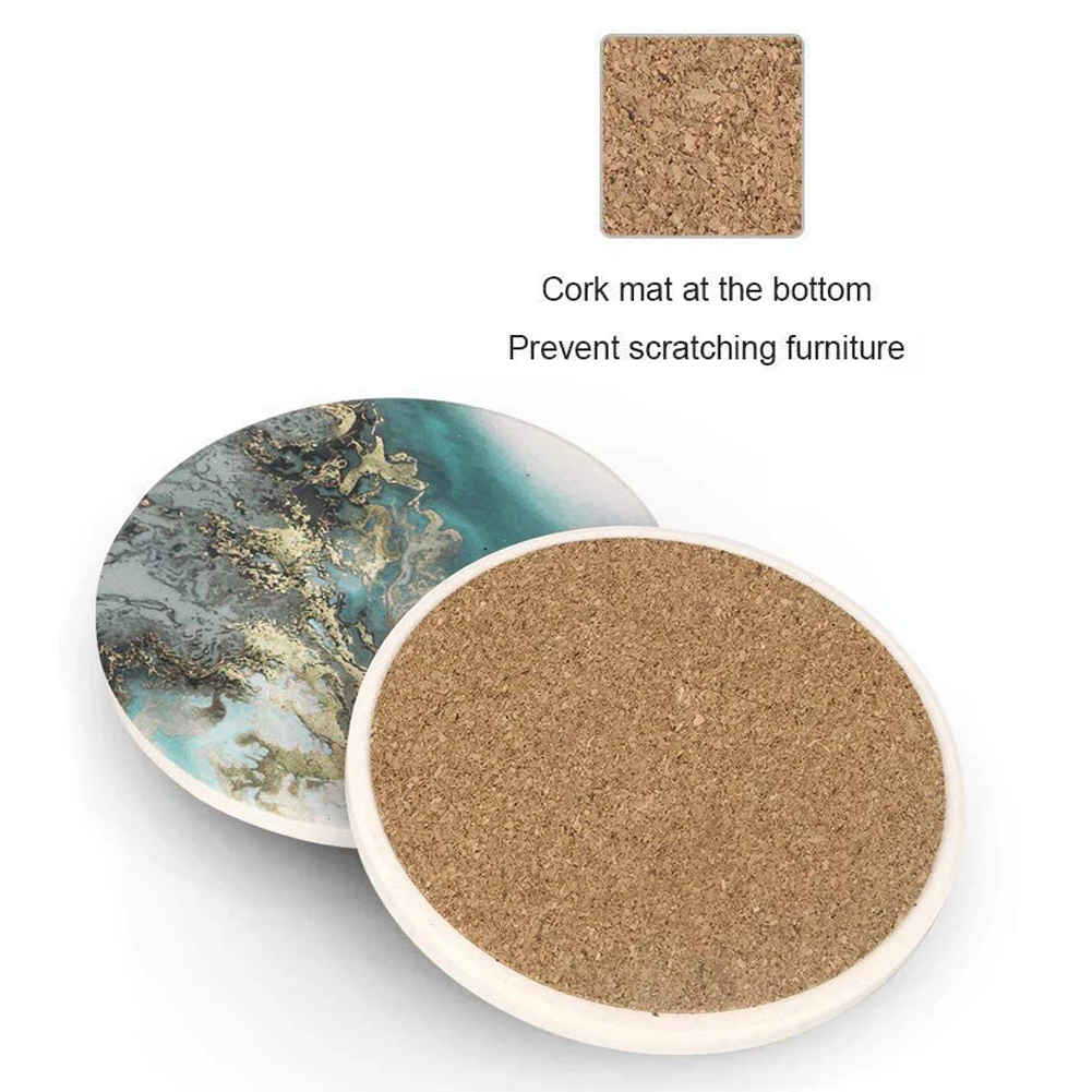 Круглая подставка для напитков 4 шт. впитывающие тепловые коврики каменные
