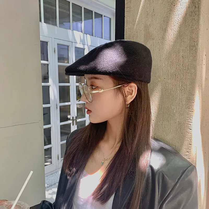 Берет шерстяной Женский Осенняя шапочка-бини однотонный винтажный | Аксессуары