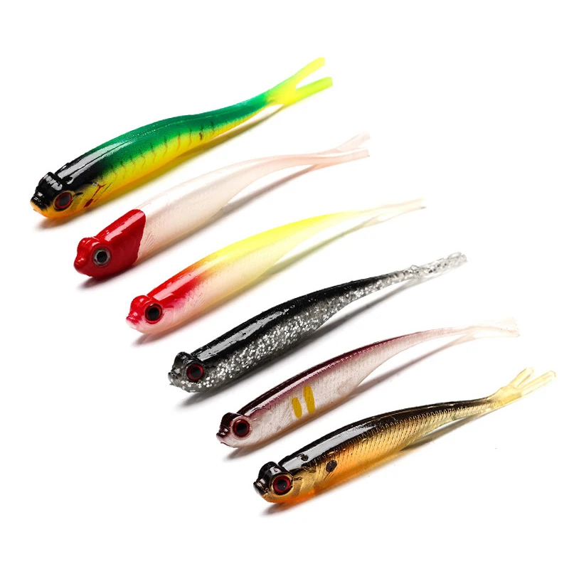 

8 шт./лот, 10 см, искусственная Мягкая силиконовая приманка в виде маленькой рыбы, для ловли карпа, набор приманок для морской рыбалки, искусст...