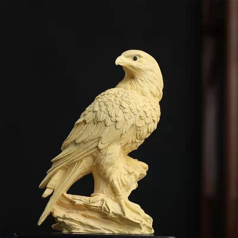 

Boxwood 14cm Eagle Sculpture Wood Animal Statue Preferment Gift Lucky Collection Home Decor Home Decoration Accessories
