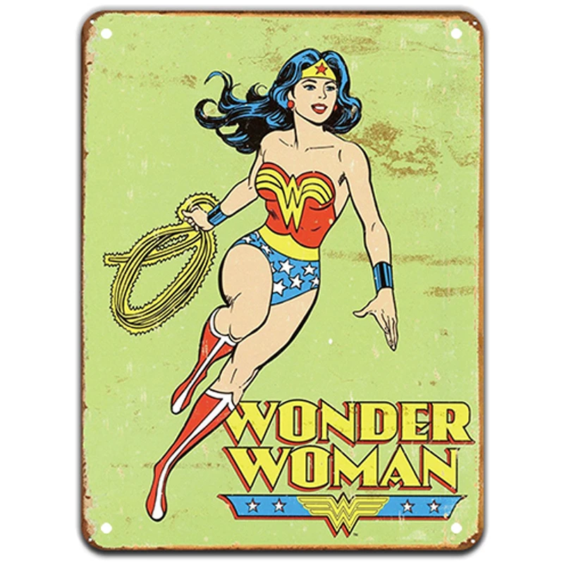 Металлическая винтажная Жестяная Табличка в виде супергероя булавка потертый