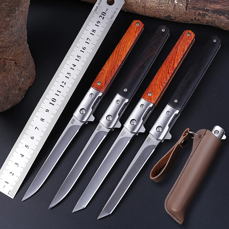 

Damascus M390 Steel Fold Knife Portable Pocket Solid Wood Folding Knife Camping Hunting Knife Slicing Fruit Knives Outdoor Tool