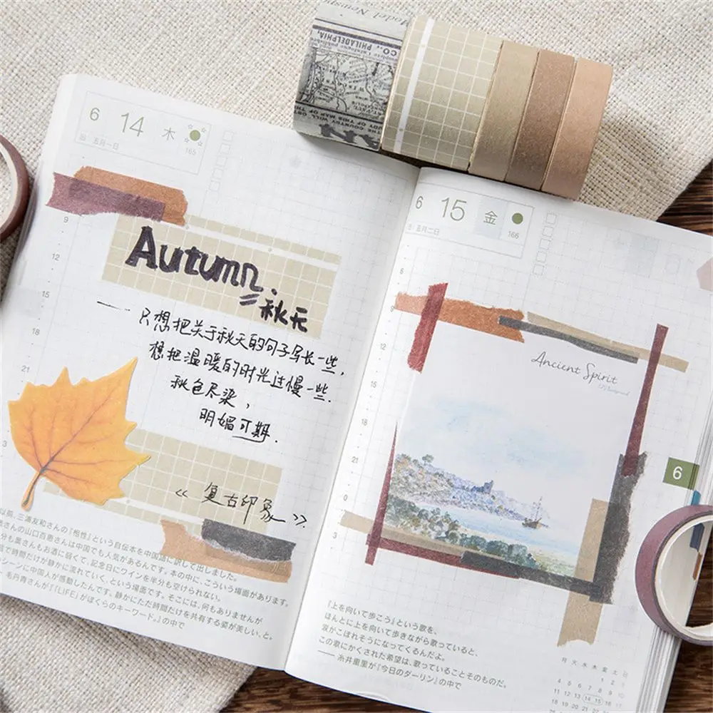 

Fall Sticker Journal Office School Planner Album Scrapbooking Stationery Sticker Tape Sticker Roll Slim Masking Tape