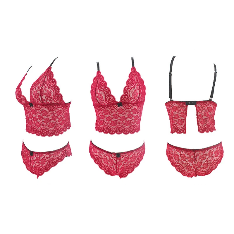 

Red Lace bralette Ladies Thin Lace Bra Sexy Translucent Bralet Underwear Women Wireless Seamless Lingerie
