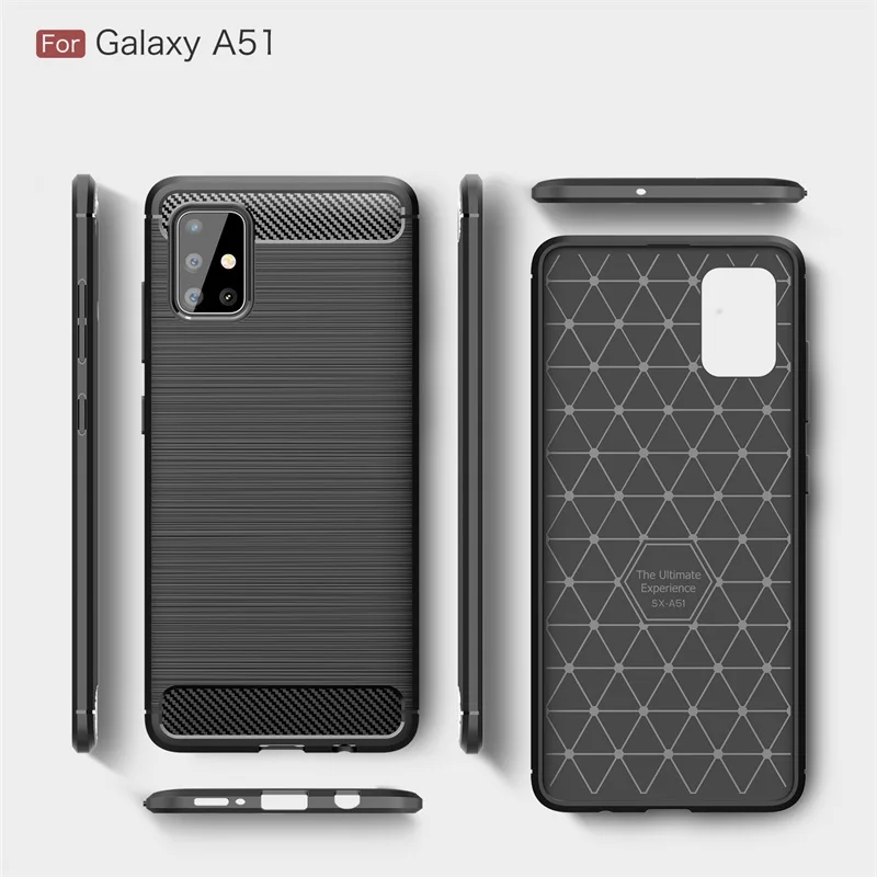 Для samsung Galaxy A71 A51 чехол мягкий силиконовый из углеродного волокна ударопрочный