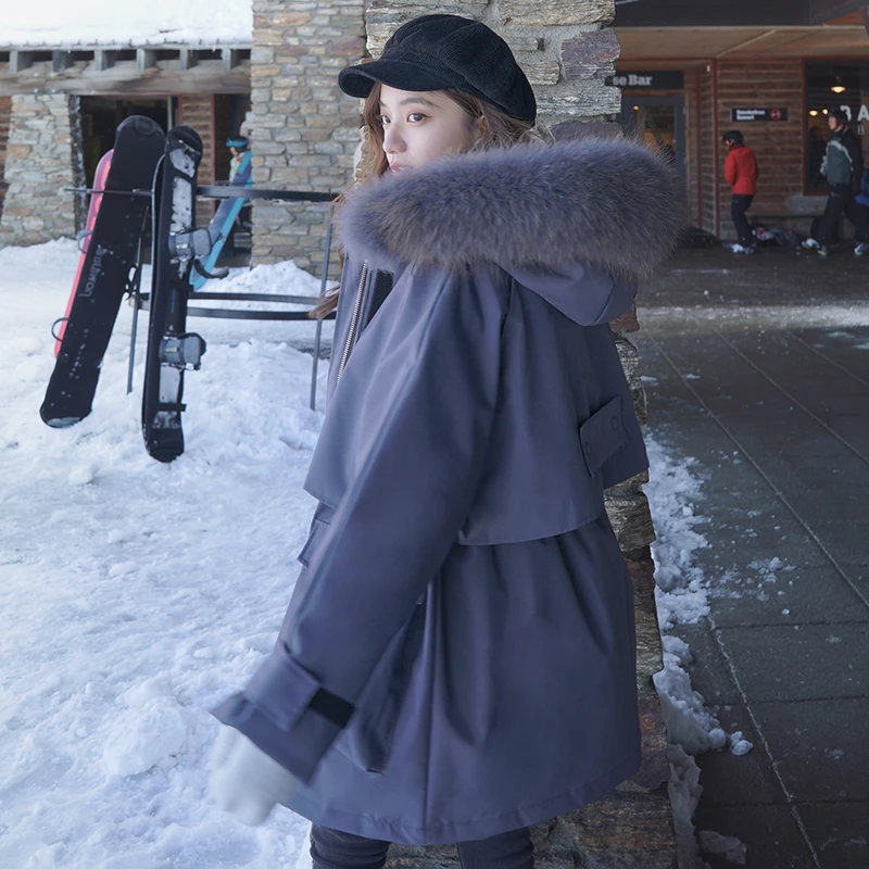 

Unua amo Winter Coat Women Warm Fur Collar Hooded Down-padded Parka 2021 Korean Style Loose Casual Puffer Jacket Female LE00241A