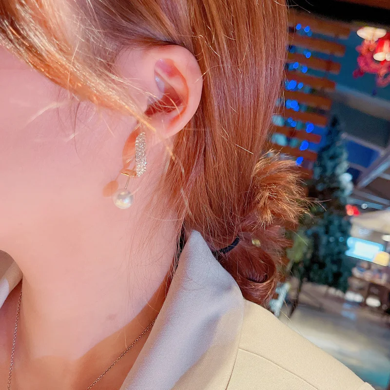 Женские серьги-гвоздики из настоящего золота 14 к с жемчугом | Украшения и