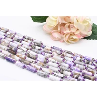 8x21mmnatural smooth columnar shape light purple fire agate stone beads for diy necklace bracelet jewelry make 15 free delivery