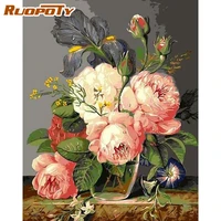 ruopoty color flower oil painting by numbers for adults framed on canvas home decoration artcraft 60x75cm drawing canvas art