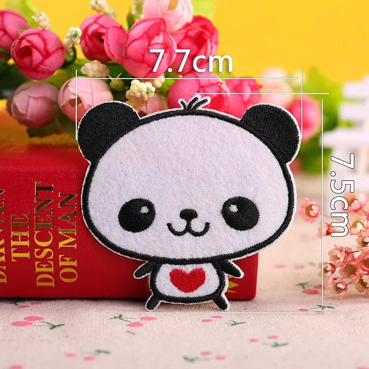 Набор из 6 вышитых нашивок в виде панды для детской одежды обуви рюкзака наклейки