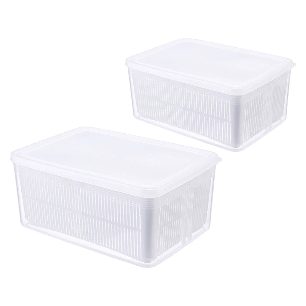 

2pcs Practical Fruit Vegetable Washing Drain Boxes Kitchen Preservation Boxes