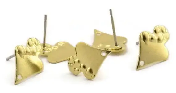 

Raw Brass Stud Earrings.Mushroom .(16x11x0.60mm) D1068