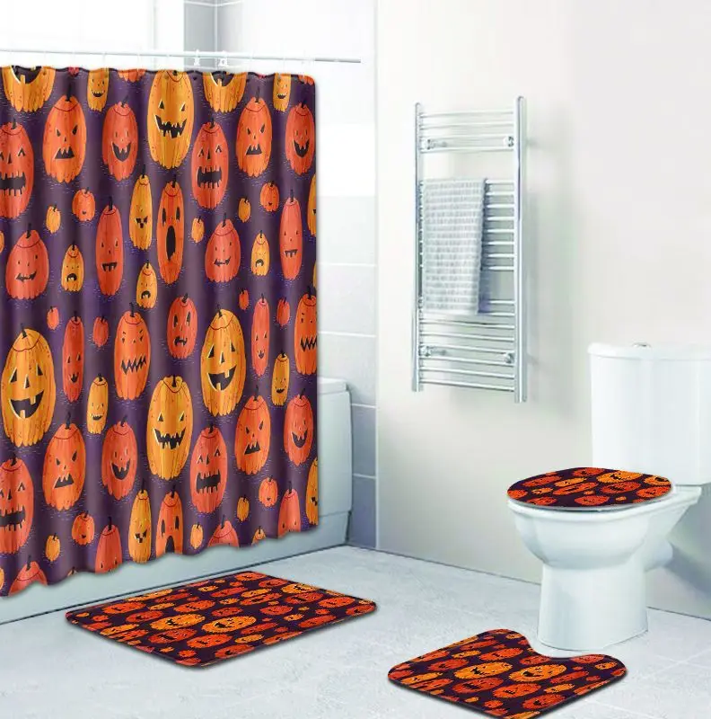 Zeegle коврик Хэллоуин набор с занавеской для душа креативный ванной комнаты